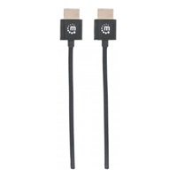 MANHATTAN Ultratenký vysokorýchlostný kábel HDMI s Ethernetom, HEC, ARC, 3D, 4K, HDMI samec - samec, tienený, čierny, 1 m