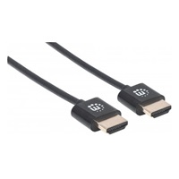 MANHATTAN Ultratenký vysokorýchlostný kábel HDMI s Ethernetom, HEC, ARC, 3D, 4K, HDMI samec - samec, tienený, čierny, 3 m
