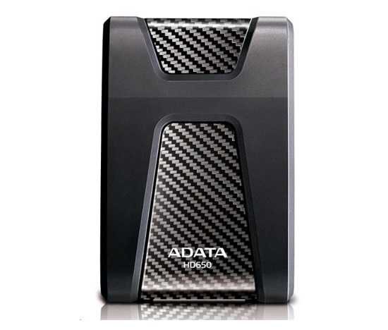 Externý pevný disk ADATA 2TB 2,5" USB 3.1 DashDrive Durable HD650, čierny (gumový, odolný voči nárazom)