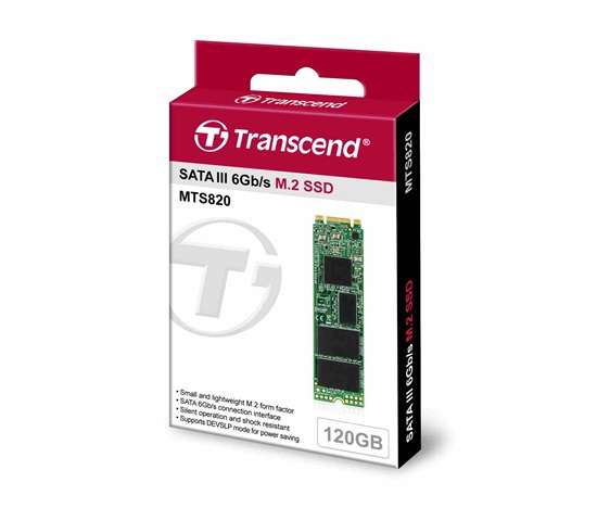 TRANSCEND SSD MTS820 120GB, M.2 2280, SATA III 6 Gb/s, TLC, objemové