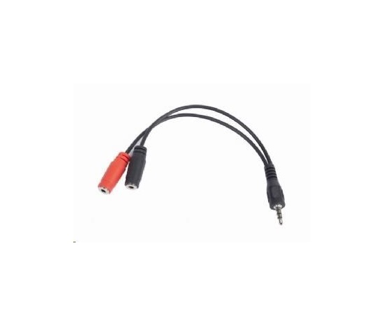 GEMBIRD Cable CABLEXPERT rozbočovací konektor 3,5 mm (4-pólový) na 2x3,5 mm M/F, 20 cm, čierny