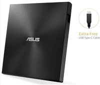 ASUS DVD ZenDrive SDRW-08U9M-U BLACK, externá tenká DVD-RW, USB Type-C/Type-A, M-DISC