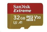 Karta SanDisk MicroSDHC 32GB Extreme (100MB/s, Class 10, UHS-I U3 V30) + adaptér