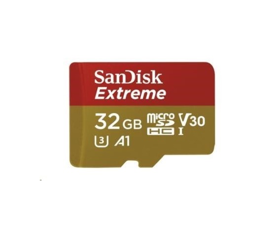 Karta SanDisk MicroSDHC 32GB Extreme (100MB/s, Class 10, UHS-I U3 V30) + adaptér