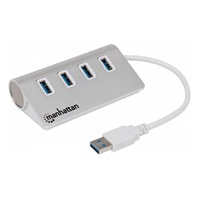 MANHATTAN USB 3.0 Rozbočovač, 4 porty, napájanie zo zbernice, hliníkové puzdro