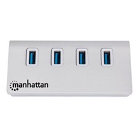 MANHATTAN USB 3.0 Rozbočovač, 4 porty, napájanie zo zbernice, hliníkové puzdro