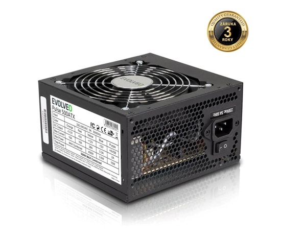 EVOLVEO Pulse 500ATX, zdroj 500W, ATX, tichý, bulk, záruka 3 roky, černý