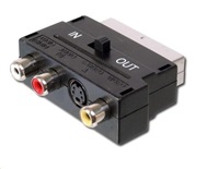 Adaptér PremiumCord SCART-3x cinch + S-video s prepínačom IN/OUT