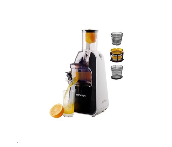 Concept LO7067 šnekový odšťavňovač, 240 W, 57 dB, objem 1000 ml, 60 RPM, zpětný chod, černá / bílá