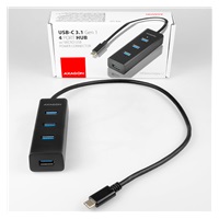 AXAGON HUE-S2C, 4x USB 3.0 CHARGING hub, micro USB nap. konektor, kábel USB-C 40cm