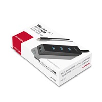 AXAGON HUE-S2C, 4x USB 3.0 CHARGING hub, micro USB nap. konektor, kábel USB-C 40cm