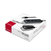 AXAGON HUE-S2BP, 4x USB 3.0 CHARGING hub, vč. AC adaptéru, kabel USB-A 1.2m