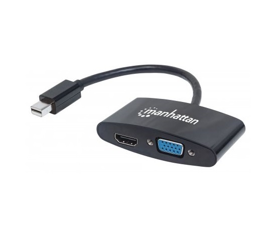 Adaptér MANHATTAN 2 v 1 4K Mini DisplayPort, Mini DP samec na HDMI/VGA samica, pasívny, čierny