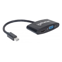 Adaptér MANHATTAN 2 v 1 4K Mini DisplayPort, Mini DP samec na HDMI/VGA samica, pasívny, čierny