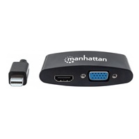 Adaptér MANHATTAN 2 v 1 4K Mini DisplayPort, Mini DP samec na HDMI/VGA samica, pasívny, čierny