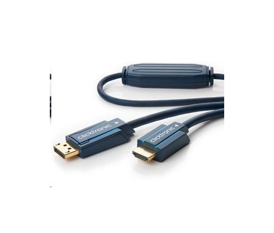 ClickTronic HQ OFC kábel DisplayPort - HDMI typ A, pozlátený kon., 3D, M/M, 10m