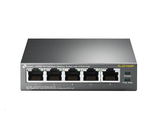 TP-Link switch TL-SF1005P (5x100Mb/s, 4xPoE+, 67W, fanless)