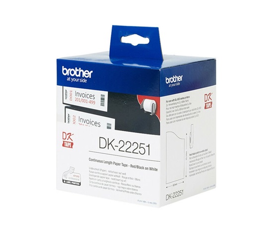 BROTHER DK-22251 (papierová rolka červeno-čierna na bielom pozadí) 62 mm x 15,24 m