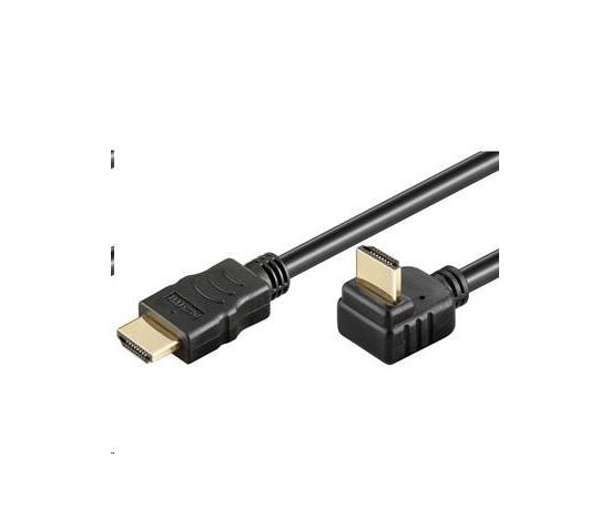 Vysokorýchlostný kábel HDMI+Ethernet PremiumCord, pozlátený zahnutý konektor 270° 2 m