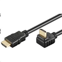PremiumCord HDMI High Speed+Ethernet kábel, pozlátený zahnutý konektor 270° 1m