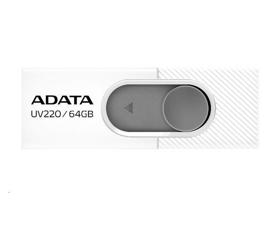 ADATA Flash Disk 64GB UV220, USB 2.0 Dash Drive, biela/sivá