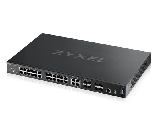 Zyxel XGS4600-32 L3 Managed Switch, 24x gigabit RJ45, 4x gigabit/SFP, 4x 10G SFP+, stohovateľný, dvojitý zdroj napájania