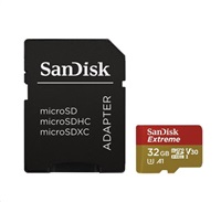 Karta SanDisk MicroSDHC 32 GB Extreme (100 MB/s, Class 10 UHS-I V30, pre akčné kamery) + adaptér