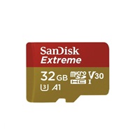 Karta SanDisk MicroSDHC 32 GB Extreme (100 MB/s, Class 10 UHS-I V30, pre akčné kamery) + adaptér