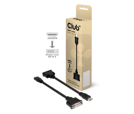 Club3D Pasívny adaptér HDMI na DVI-D s jedným prepojením (M/F), 22 cm