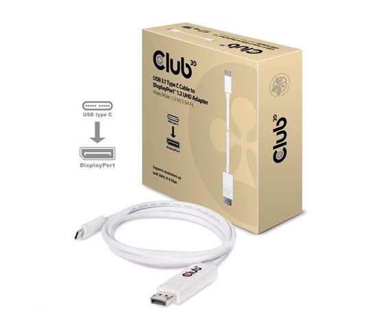 Adaptér Club3D USB 3.1 Typ C na DisplayPort 1.2 4K60Hz UHD 1,2 m (M/M)