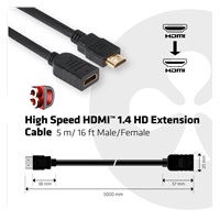 Predlžovací kábel HDMI Club3D 1.4, 5m