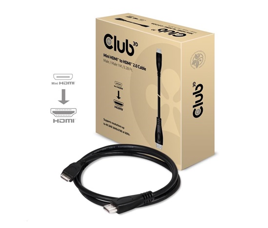 Kábel Club3D Mini HDMI na HDMI 2.0 4K60Hz UHD, (M/M), 1m