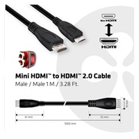 Kábel Club3D Mini HDMI na HDMI 2.0 4K60Hz UHD, (M/M), 1m