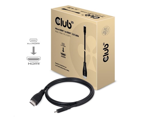 Club3D Micro HDMI na HDMI 2.0 4K60Hz UHD, (M/M), 1m