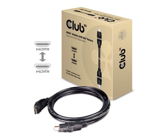 Kábel HDMI Club3D 2.0 4K60Hz UHD, 360 otočné konektory (M/M), 2 m