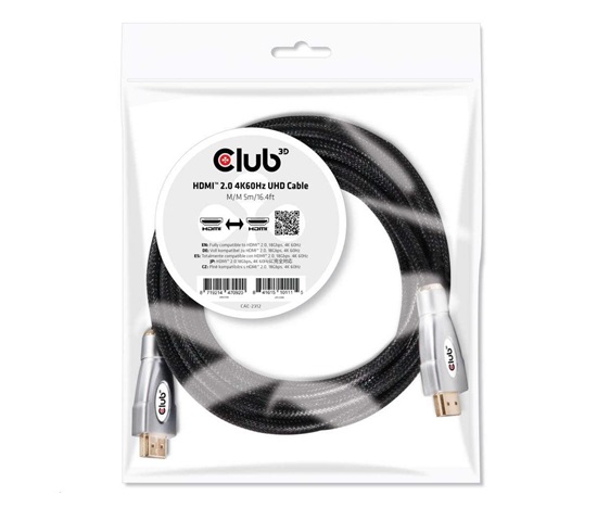 Kábel HDMI Club3D 2.0, vysoká rýchlosť 4K60Hz UHD (M/M), 5 m