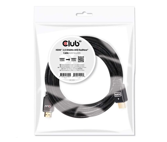 Kábel HDMI Club3D 2.0 aktívny, vysokorýchlostný 4K UHD, Redmere (M/M), 15 m, 28 AWG
