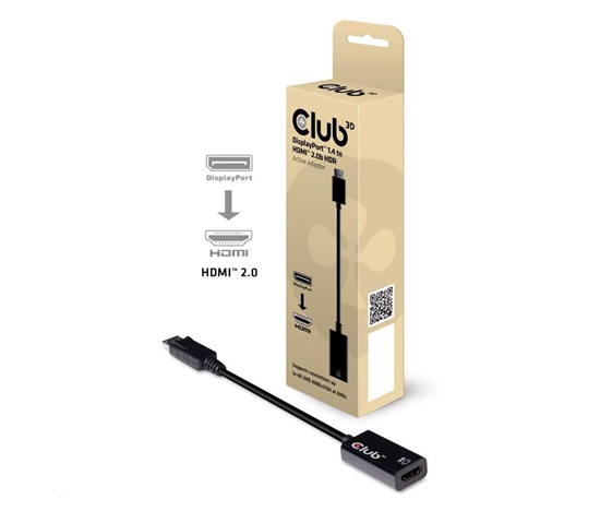 Club3D Active DisplayPort adaptér 1.4 na HDMI 2.0b, HDR, 19cm