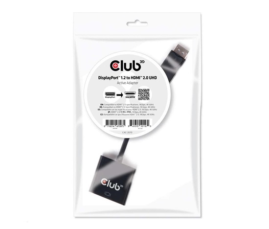 Club3D Active DisplayPort adaptér 1.2 na HDMI 2.0 4K60Hz UHD, 20 cm