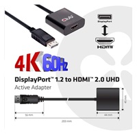 Club3D Active DisplayPort adaptér 1.2 na HDMI 2.0 4K60Hz UHD, 20 cm