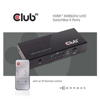 Club3D Video prepínač 4:1 HDMI 2.0 4K60Hz UHD, 4 porty