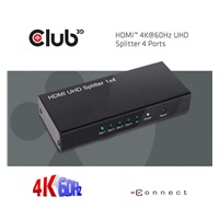 Club3D Rozdeľovač videa 1:4 HDMI 2.0 4K60Hz UHD, 4 porty