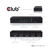 Club3D Rozdeľovač videa 1:4 HDMI 2.0 4K60Hz UHD, 4 porty