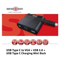 Club3D Dokovací stanice USB-C 3v1, 1xVGA, 1xUSB-C, 1xUSB, černá