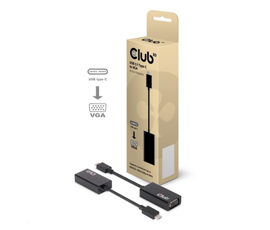 Aktívny USB adaptér Club3D 3.1 typ C na VGA (M/F), 15 cm