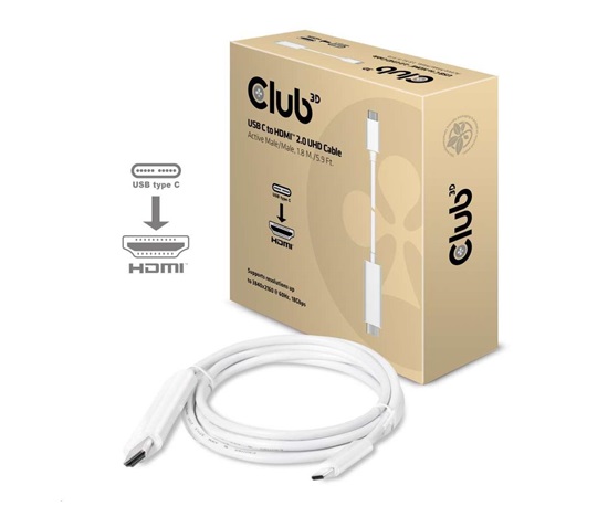 Club3D Active USB typu C na HDMI 2.0 4K60Hz UHD, 1,8 m