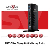 Club3D USB-A nebo USB-C Dual Display 4K60Hz Dokovacia stanica (6x USB 3.0/2x DP/Ethernet/USB-B/2x audio)