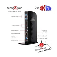 Club3D USB-A nebo USB-C Dual Display 4K60Hz Dokovacia stanica (6x USB 3.0/2x DP/Ethernet/USB-B/2x audio)