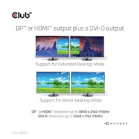 Club3D Dokovací stanice USB-A 8v1, 1xDP, 1xHDMI, 1xDVI-D, 3xUSB, 1xRJ45, 1x3.5mm, černá