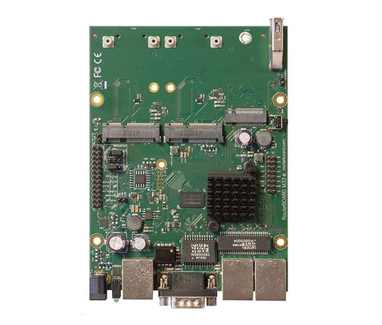 MikroTik RouterBOARD RBM33G, dvojjadrový 880MHz, 256MB DDR3, 3x GLAN, 2x mini-PCIe, 2xSIM slot, 1xM.2, USB, RS232, vrátane. L4